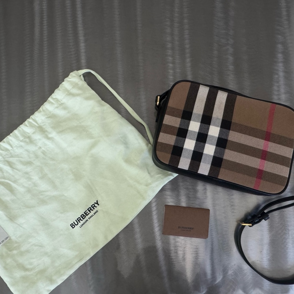 Burberry Classic Check Canvas Camera Bag in Brown and Black